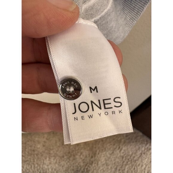 Jones New York Women's Gray Cardigan size Medium button up round neck viscose - Picture 4 of 7